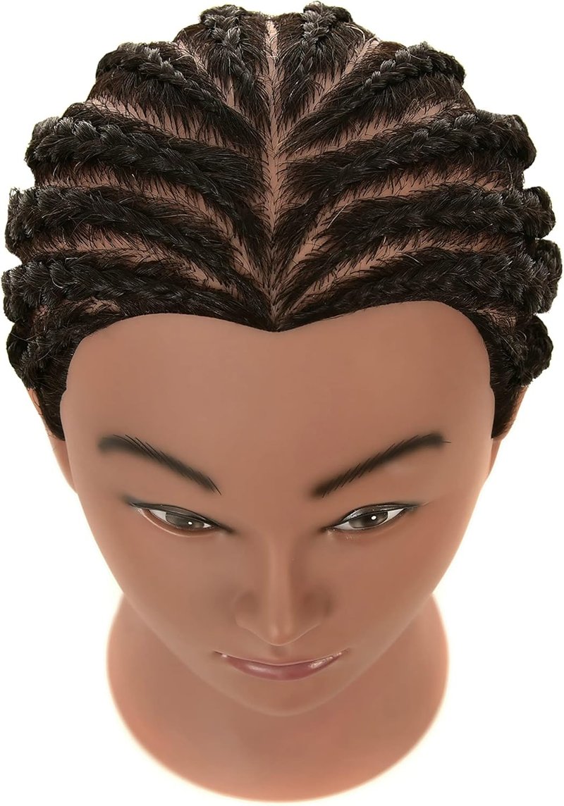FUTAI African American Mannequin Head 100% Real Human Hair Manikin Doll Style Head for Practice Braiding Styling Cosmetology Training with Stand
