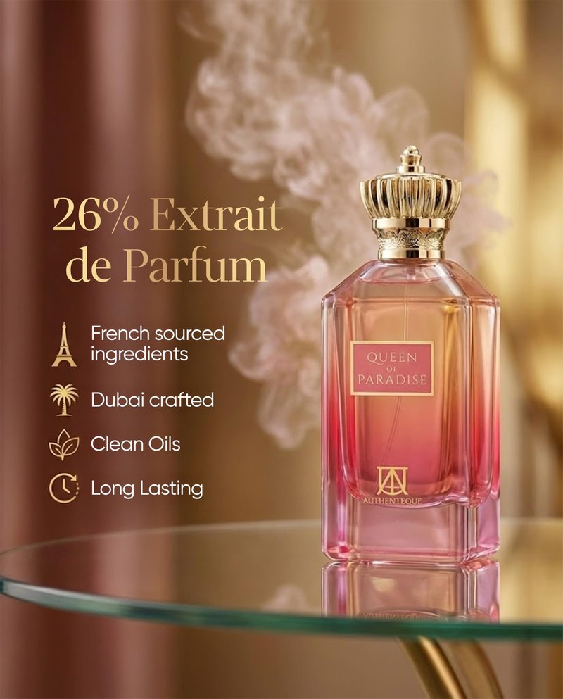 AUTHENTEQUE - Queen of Paradise Long Lasting Perfume for Women - Eau de Parfum - Vanilla, Lavender, Mandarin Fragrance Luxury Arabian Perfume 3.4oz (100ml)