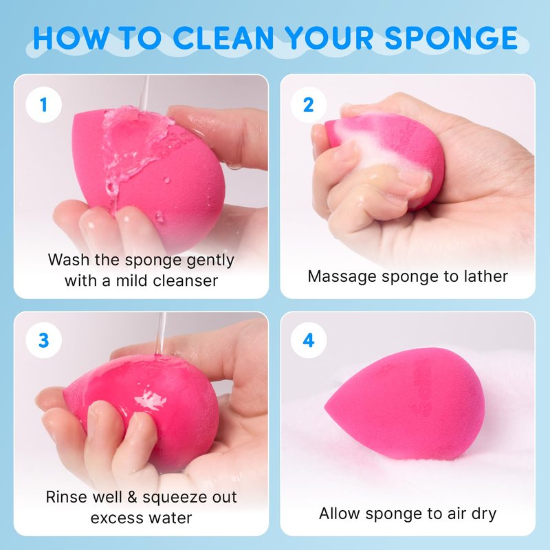 Éclat Makeup Sponge Set, 6 Pcs Blender Sponge Puff, Latex-Free & Super Soft, Wet & Dry Multi Use for Liquid, Powder, Cream Foundation, Lightweight Teardrop Shape Professional Beauty Blending Tool