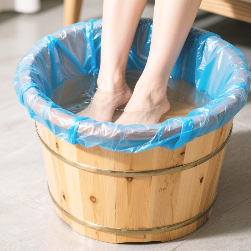 25 Pcs Blue Pedicure Liners Disposable, Disposable Foot Tub Liner Portable Bath Bags with Retractable Belt, Portable Bath Bag, Can Be Used in Foot Bath Stores, SPA halls, Home Personal Care