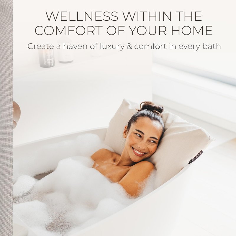 BADESOFA® Luxury Bathtub Pillow L - Large Bath Pillow for Therapeutic Neck and Back Support Quick-Drying - Full Body Bath Tub Cushion - Luxury Spa Cushion in Ivory Pearl