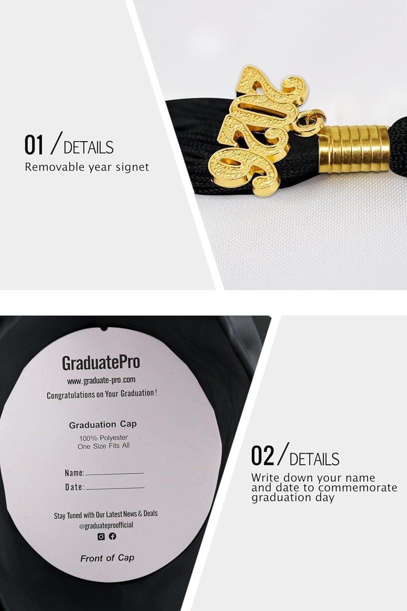 GraduatePro Matte Graduation Cap - 2026 Tassel for Adults | Available in 12 Colors for High School & College