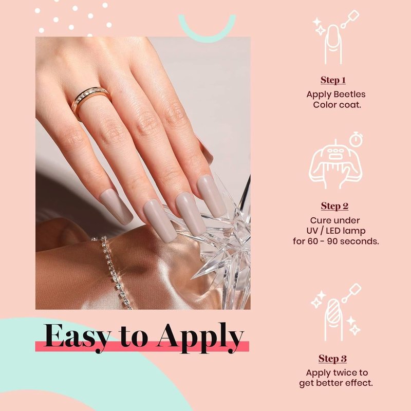 Beetles Nude Gel Nail Polish, 1pc 15ml Neutral Grey Taupe Summer Gel Polish Soak Off U V LED Nail Lamp Nail Art Manicure Salon DIY Home