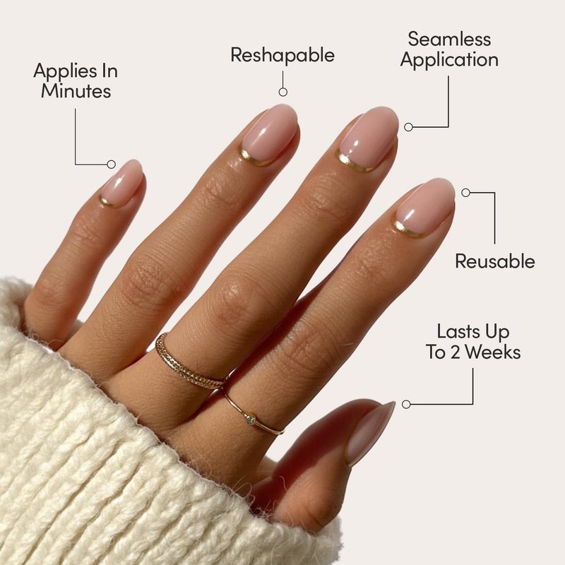 Glamnetic Press On Nails - Goal Digger | Glossy, Semi-Transparent Short Round Fake Nails, Salon Quality | 12 Sizes - 30 Nail Kit with Glue