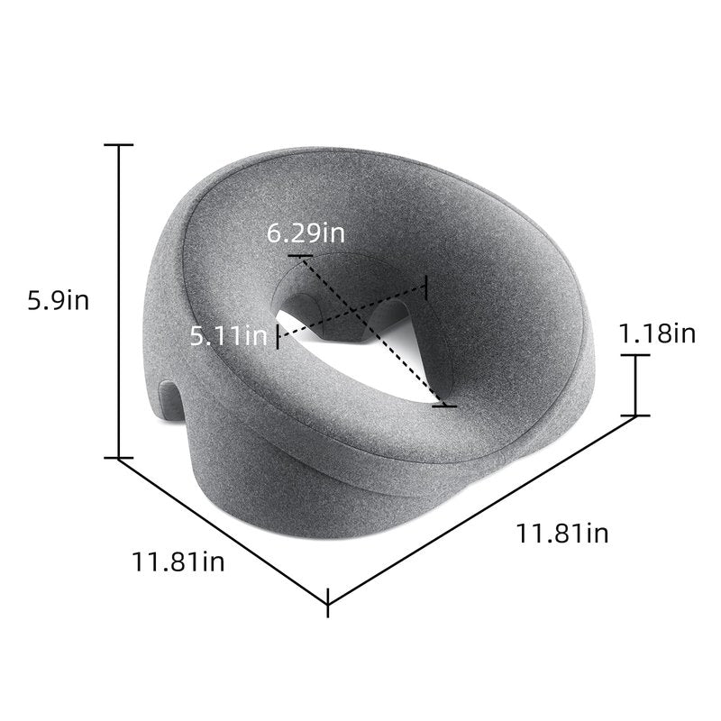 OSZZT Prone Massage Pillow for Facial Support，Prone Pillow for Eye Surgery，Detachable Cover，Facial Ventilation Hole Design，Face Groove Cushion for Stomach Sleepers (Grey)