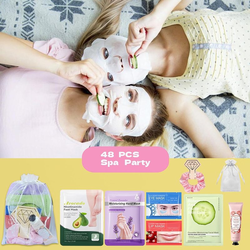 Regine Switzerland Spa Party Supplies - Complete Spa Day Kit with Facial Masks & Under Eye Patches | Perfect for Birthdays & Baby Showers
