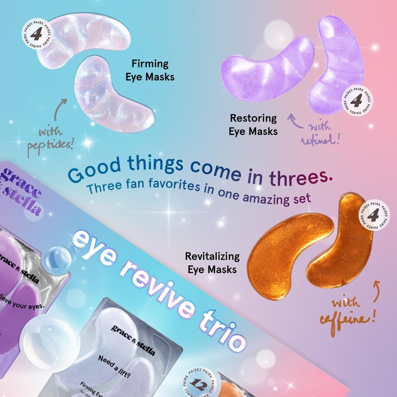Grace & Stella Under Eye Patches - 12 Pairs of Eye Masks for Dark Circles & Puffiness | Vegan, Cruelty-Free Skin Care