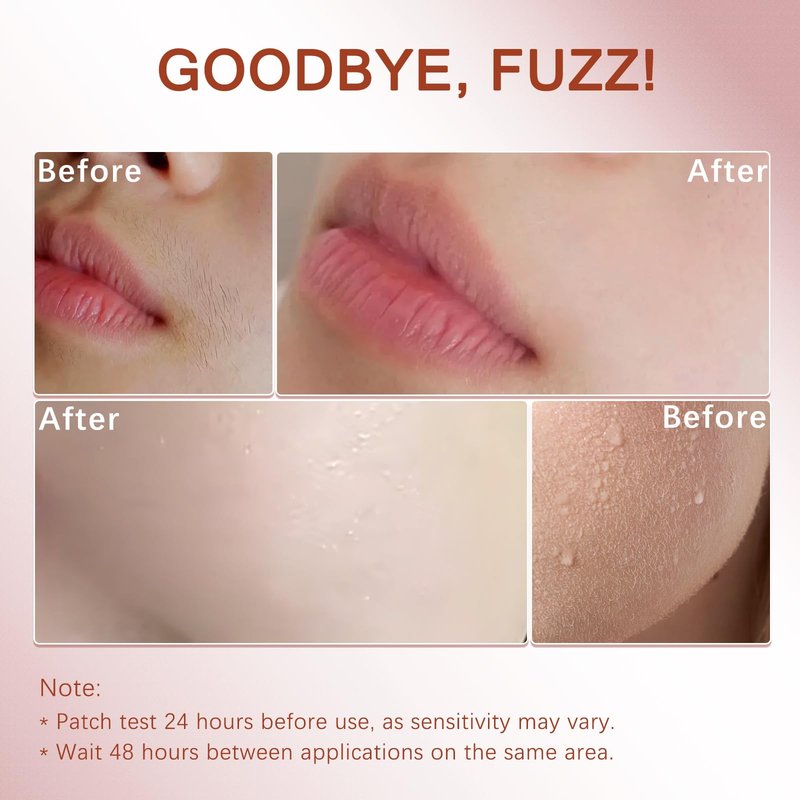 Facial Hair Removal Cream Kit for Women Face – Depilatory & Soothing Cream, 4 Min Painless & Flawless Lip Chin Hair Remover, Gentle for Sensitive Skin Hair Removal (1.69 + 0.34 FL Oz)