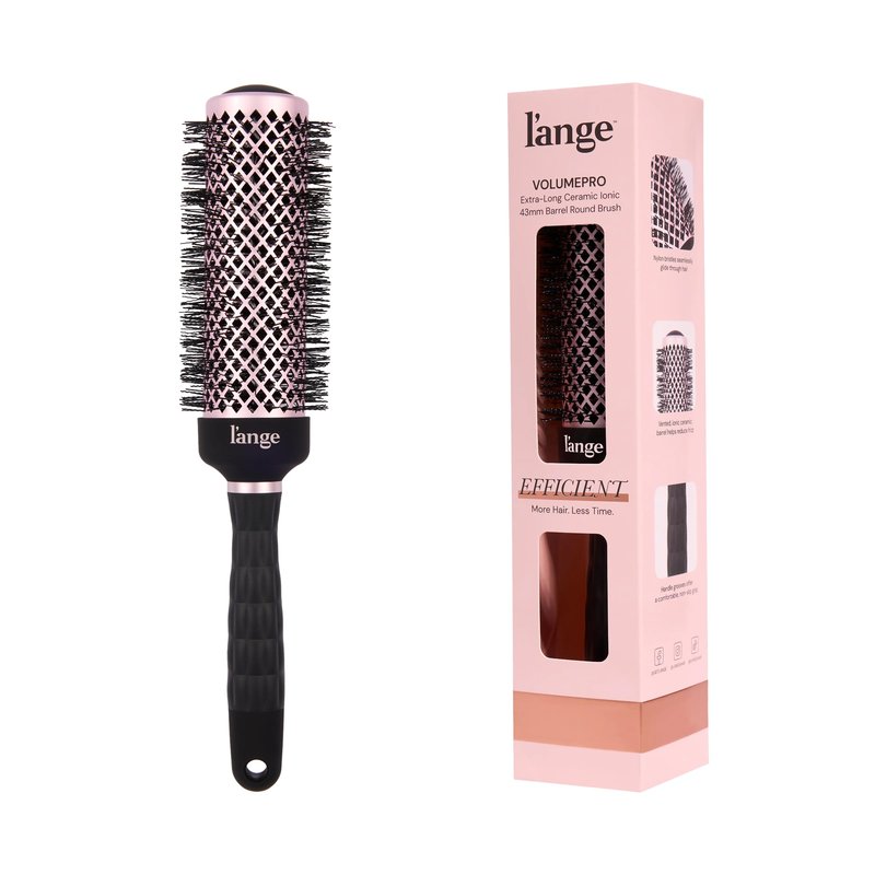 L'ANGE HAIR VolumePro Extra-Long Ceramic Ionic Round Brush, Black | For Blow Drying, Curling & Styling | Adds Volume, Reduces Frizz & Boosts Shine | Ideal for Extra-Long Hair (43mm)