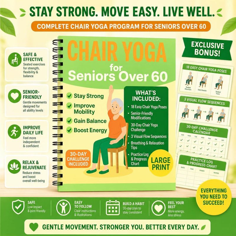 Chair Yoga for Seniors | 30-Day Gentle Seated Yoga Challenge for Weight Loss & Flexibility - 8.5x11" Guide