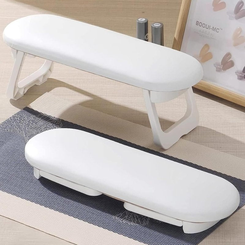 Diesisa Nail Arm Rest - Foldable PU Leather Hand Rest for Manicure | Soft White Nail Mat for Salon Use