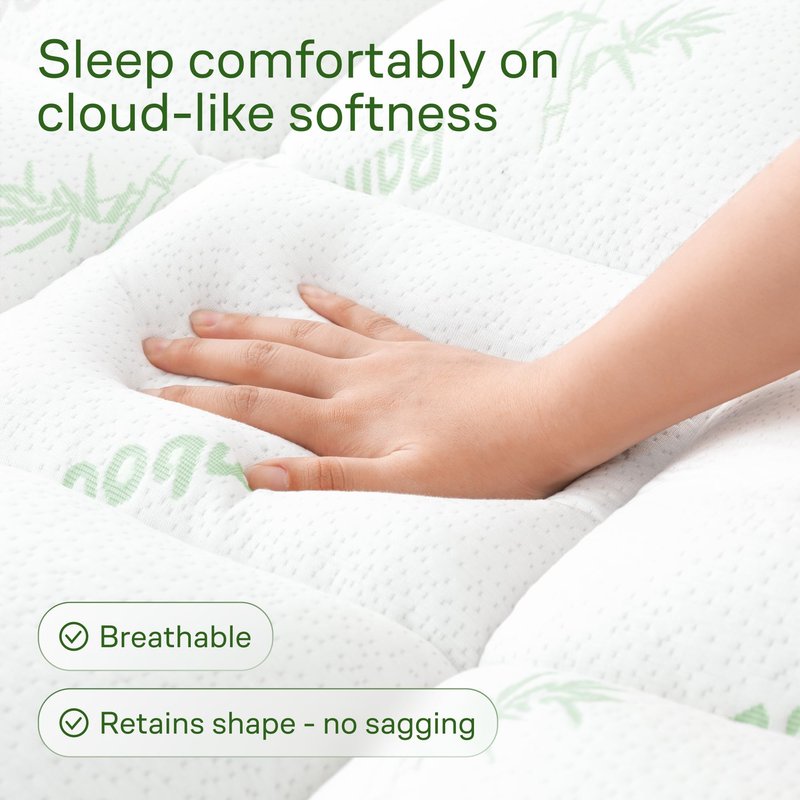 Niagara Sleep Solution Ultra Soft Twin Size Mattress Topper - Rayon Derived from Bamboo Pillow Top Mattress Pad for Back Pain Relief - Naturally Cooling for Hot Sleepers, Green