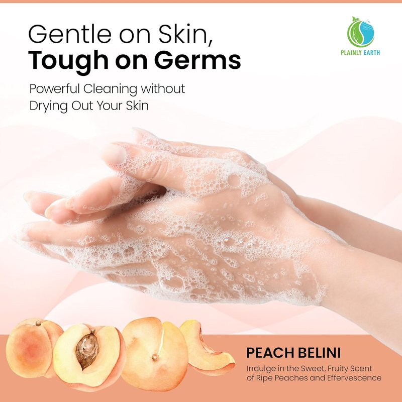Antimicrobial Hand Soap - Gentle, Scented Moisturizing Formula | 64 oz Peach Bellini Refill for Kitchen & Bathroom