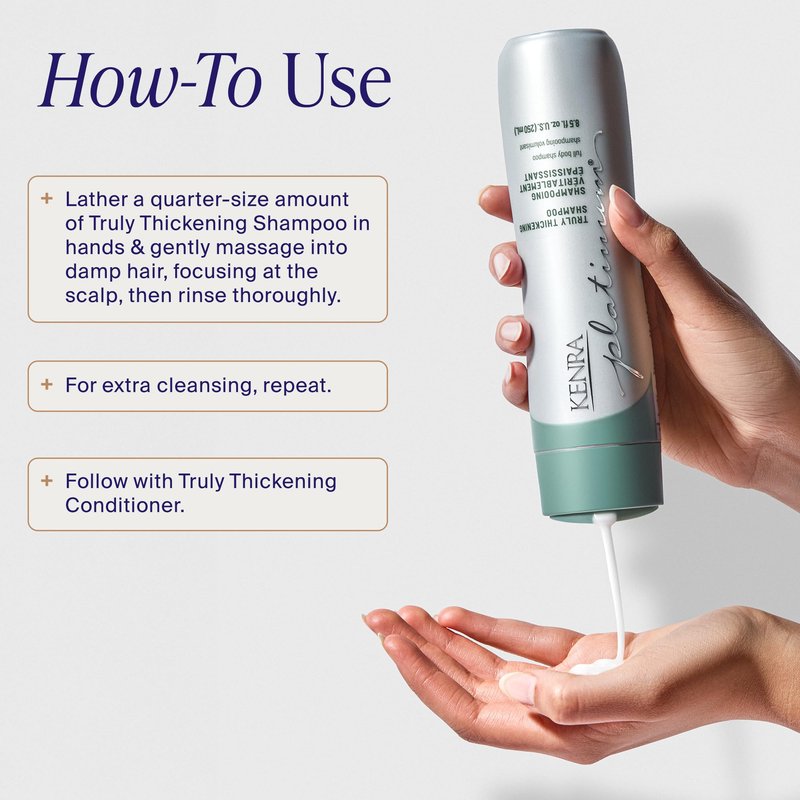 Kenra Platinum Truly Thickening Shampoo | Volumizing + Fuller-Looking Hair | Adds Body | Lightweight | for Fine & Thin Hair | Sulfate Free | Color Safe 8.5oz