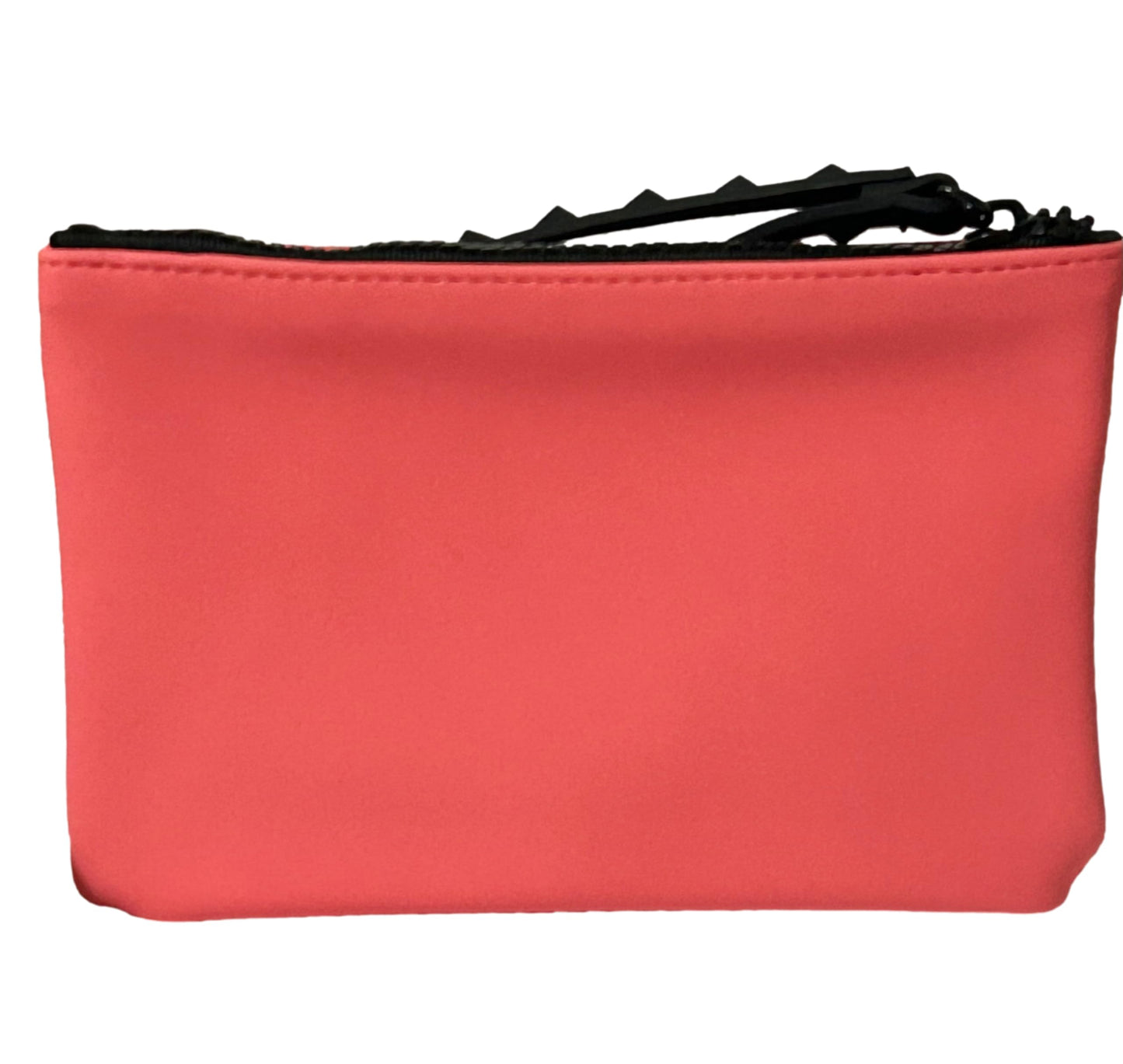 Valentino BORN IN ROMA Pink Coral Small Flat Makeup Cosmetic Gift Wristlet Pouch Approx 7L x 4.5 (4180)