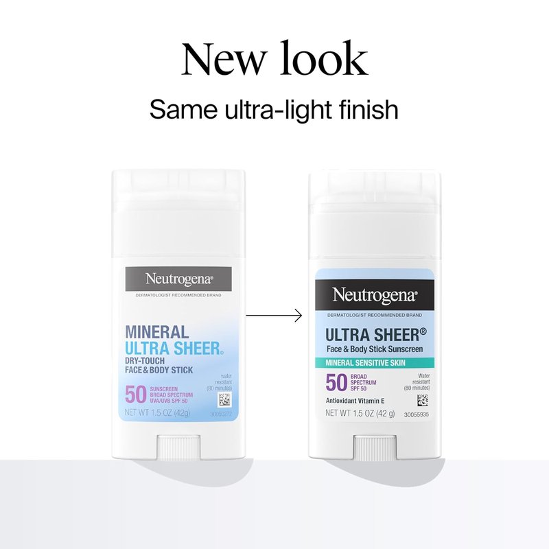 Neutrogena Ultra Sheer SPF 50 Mineral Sunscreen Stick - Zinc Oxide, No White Residue, 1.5 oz