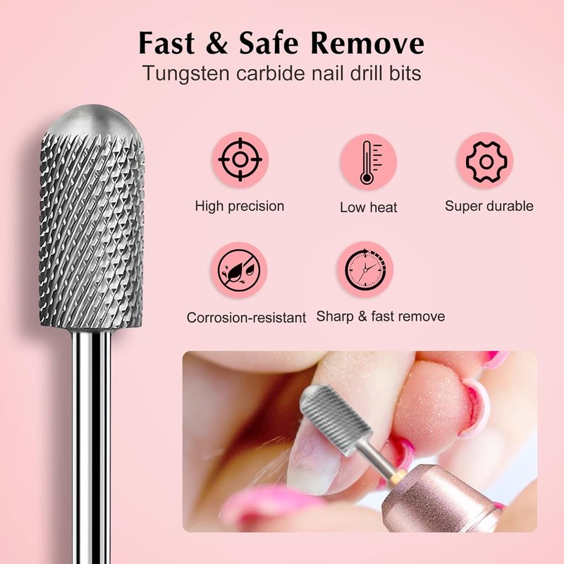 Nail Drill Bits Set - 7 Pcs 3/32 Inch Shank for Acrylic & Gel Nails | Nail Art Tools for Manicure & Pedicure