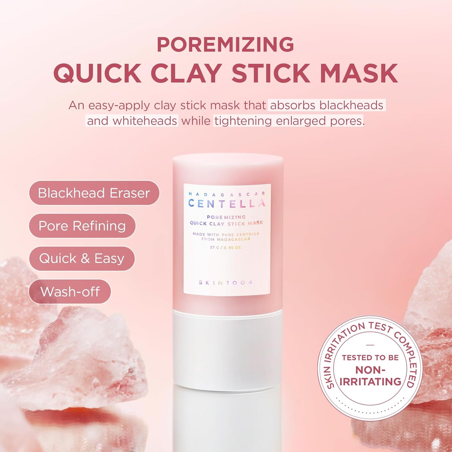 SKIN1004 Poremizing Quick Clay Stick Mask - Pore Minimizer with Centella for Sebum Control | 0.95 oz / 27g