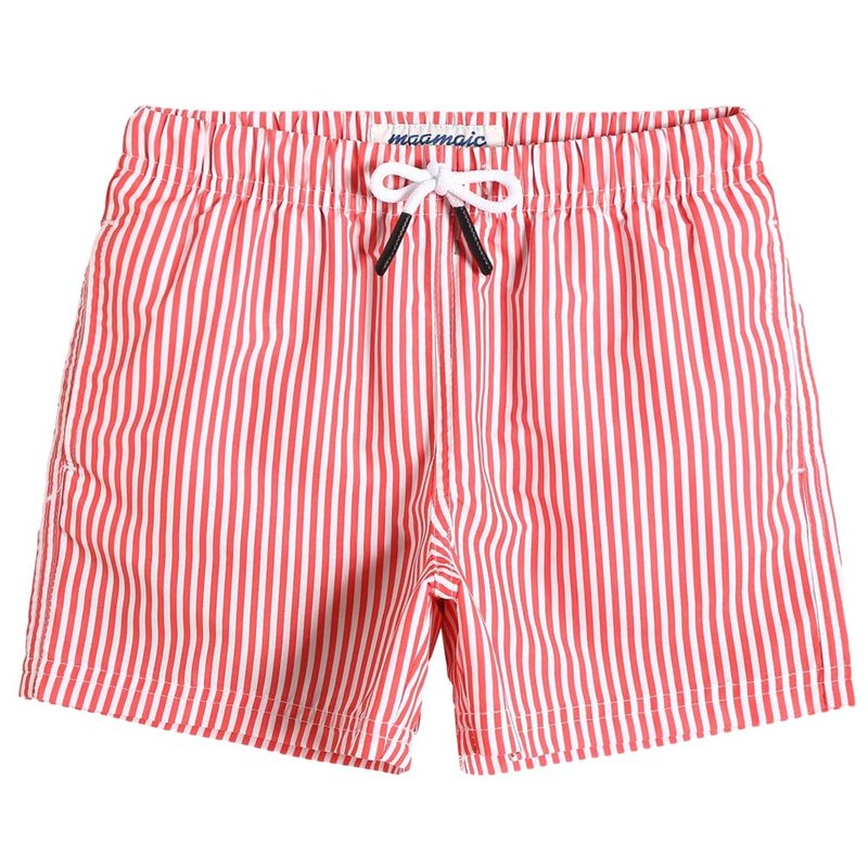 maamgic Boys Swim Trunks Toddler Swim Shorts Little Boys Bathing Suit Swimsuit Toddler Boy Swimwear,Stripe Redwhite,5 T