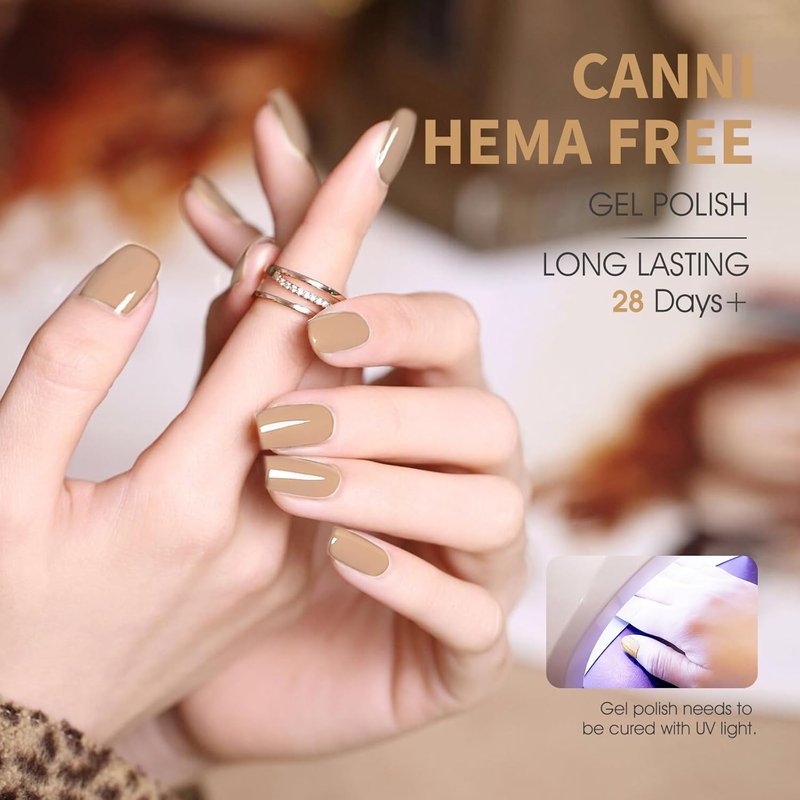 CANNI Hema-Free Brown Gel Nail Polish Set - 6 Colors, 9 ML | Fall Light Brown & Nude Shades for DIY Manicure