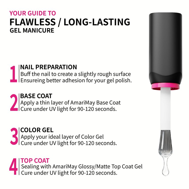 AmariMay Glossy Gel Top Coat, 15ml No Wipe Clear Gel Nail Polish, Shine Finish and Long Lasting, Soak Off UV Light Cure for Nail Art DIY, Gift for Girls