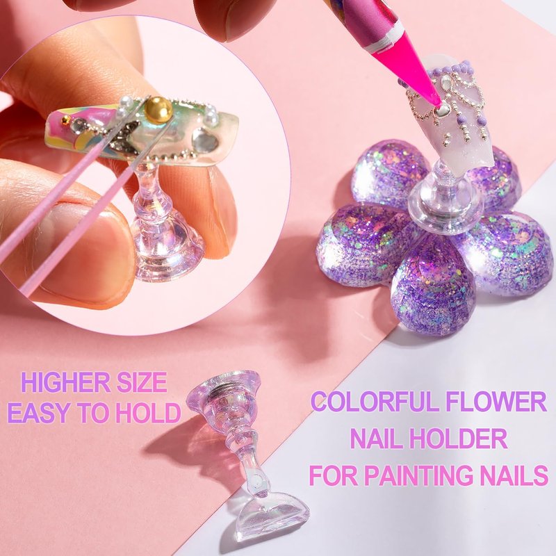Nail Stand for Press Ons | Solid Acrylic Nail Holder with Magnets for Art Design & Practice - 2 Pack