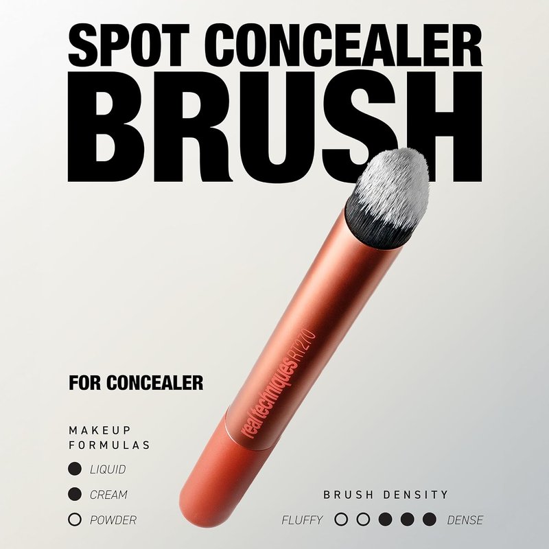 Real Techniques Spot Concealer Brush - Precision Makeup Tool for Targeted Blemish Coverage | Ultra-Plush, Cruelty-Free