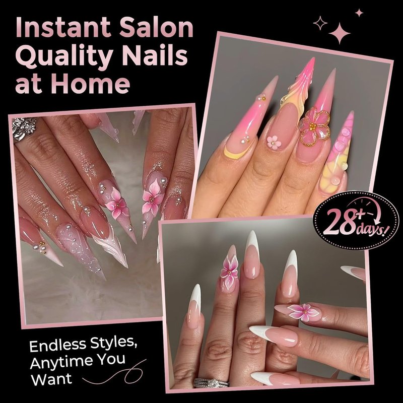 Luckyfairy Long Stiletto Nail Tips: 240pcs Long Almond Matted Stiletto Gel Nail Tips No C Curve False Acrylic Fake Nails Full Cover Press On Nails Extensions DIY Home Salon 12 Sizes