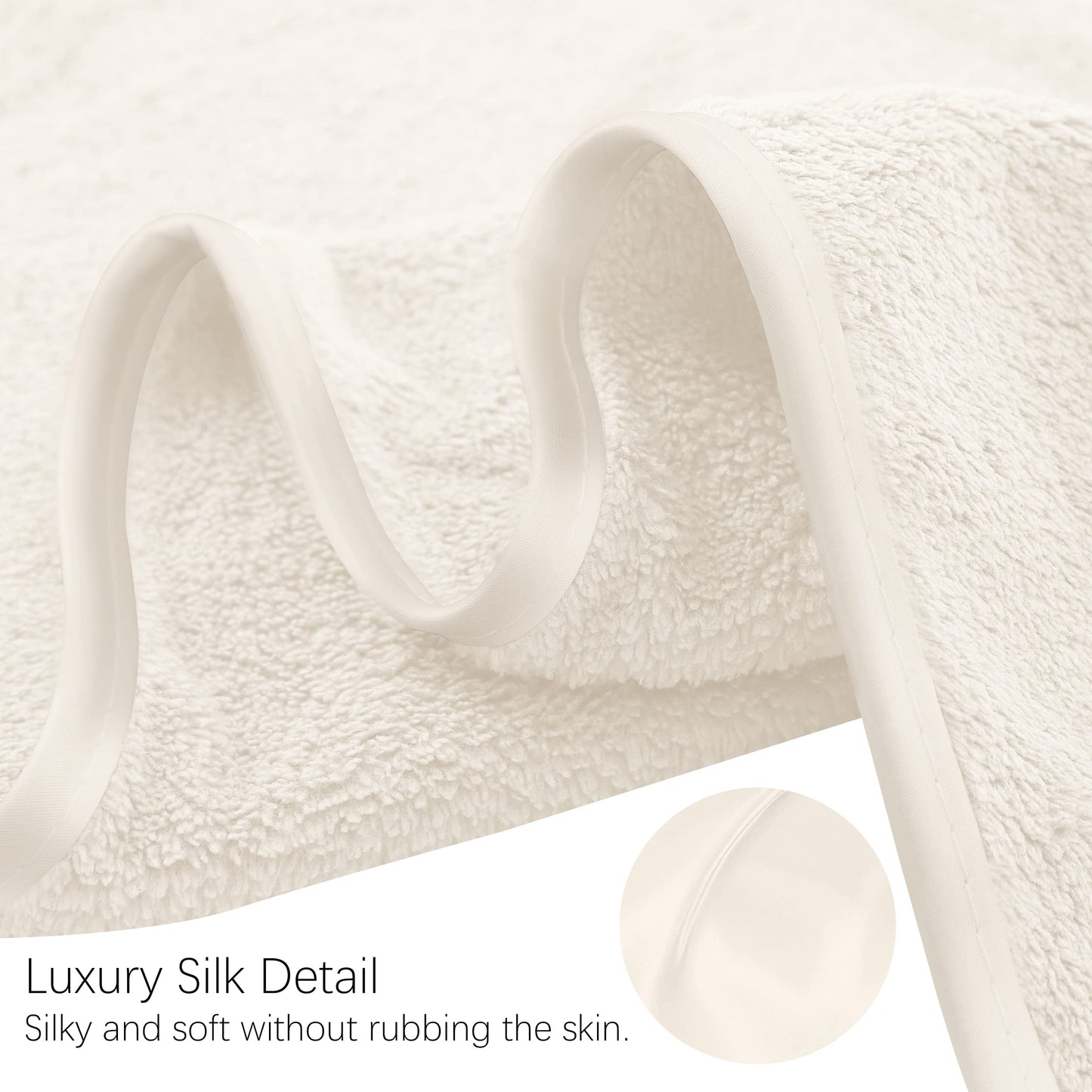 TENSTARS Silk Hemming Hand Towels for Bathroom - Quick Drying - Ultra Soft Microfiber Absorbent Towel for Bath Fitness, Gym, Shower, Hotel, and Spa - 16x28 Inch | Set of 6, Cream