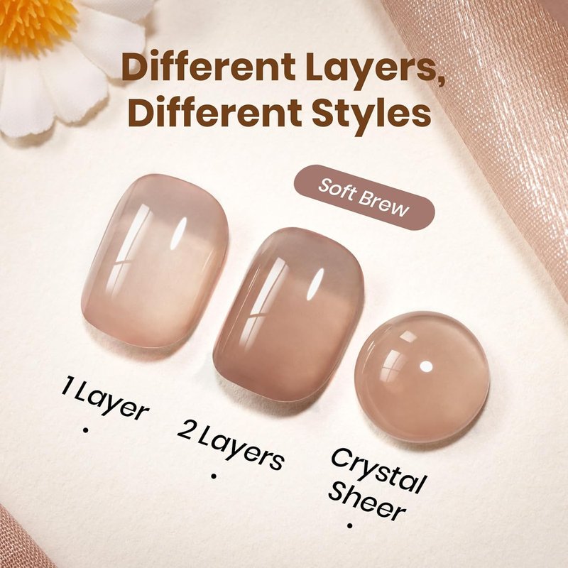 Beetles Brown Jelly Gel Nail Polish - 15ML Soft Brew Natural Nude Brown for Fall Nail Art