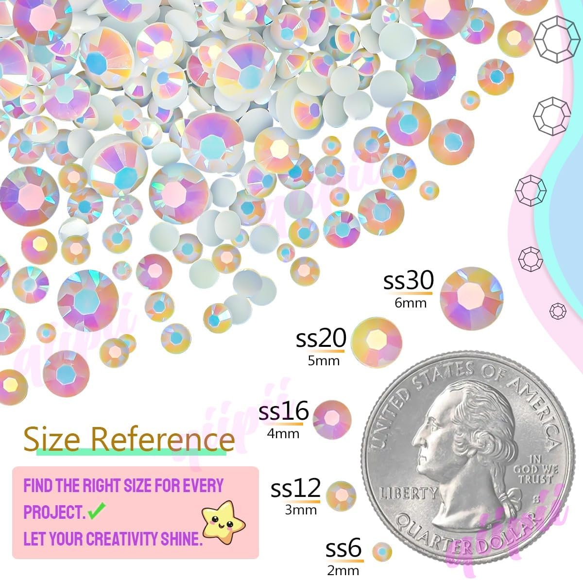 Transparent 3mm Resin Rhinestones - 5300PCS Flatback Bling Gems for Tumblers, Nails, Makeup & Crafts
