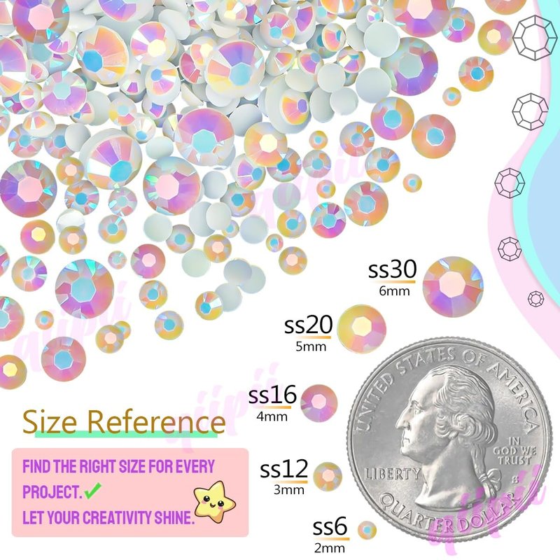 qiipii 24 Color 2mm Small Jelly Resin Rhinestones for Bedazzling Crafting SS6 Tiny Flatback Stones Colorful AB Gems Diamonds Charms for Nails Eyes Face Makeup Tumblers Bottles DIY Crafts Clothes Shoes