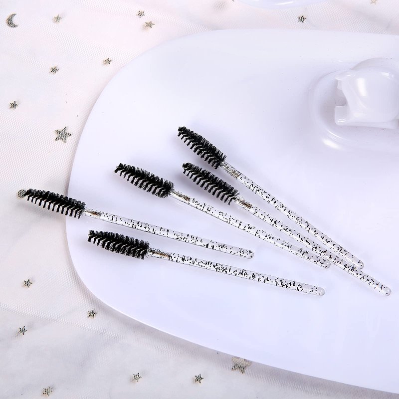 300 Pcs Disposable Crystal Mascara Wand Eyelash Brush Applicator Eyebrow Brush for EyeLash Extension Supplies (Black)
