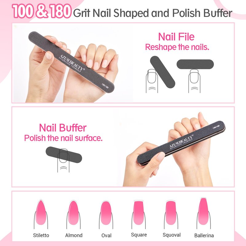 AZUREBEAUTY Nail Polish Gel Remover Tools Kit with Nail Clips, 150ml Remover Bottle, 10ml Cuticle Oil, 100 Nail Remover Cotton Balls, Cuticle Pusher Peeler Brush, 100/180 Nail File, Nail Art Tools Set