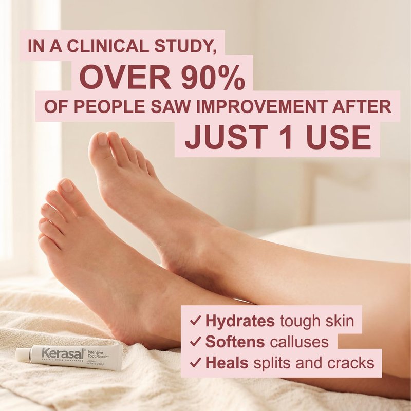 Kerasal Intensive Foot Repair, Skin Healing Ointment for Cracked Heels and Dry Feet, 1 Oz