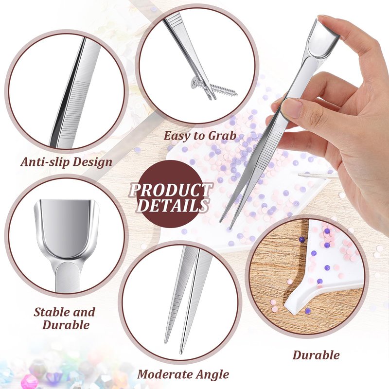 Mudder 20 Pieces Diamond Art Trays and 3 Pieces Bead Scoop Rhinestone Diamond Tweezers for Jewelry Making Gems Crystals Accessories and Tools for DIY Crafts