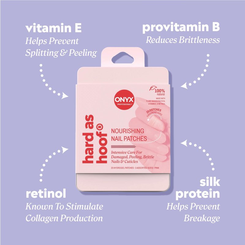 Onyx Professional Hard as Hoof Nail Repair Patches - Nail and Cuticle Strengthening Treatment, Nail Strengthener and Growth, Nail Care, 20 Count