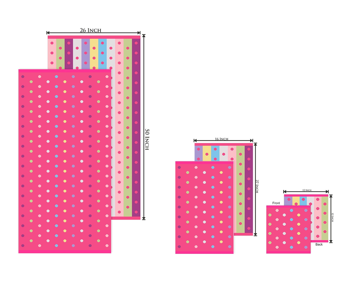 ORIGINAL KIDS 6 Piece Towel Set - Bath Time Sugar & Spice - 2 Towels, 2 Hand Towels, 2 Washcloths - 100% Cotton Jacquard Soft Absorbent Pool Beach Towel Gift - Pink Multicolor