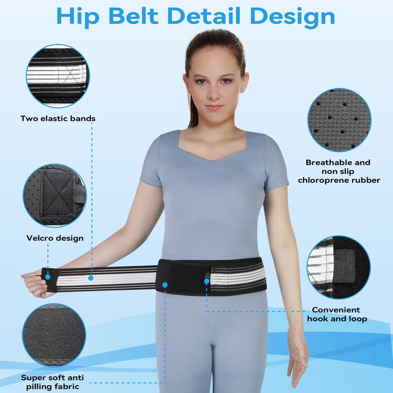 Waist Belt Sacroiliac Hip Belt, Lumbar Support Sciatica Pain Relief, Sacroiliac SI Joint - Lower Back Support Brace for Women and Men, Non-Slip and Adjustable & Breathable Back Pain Relief (Medium)