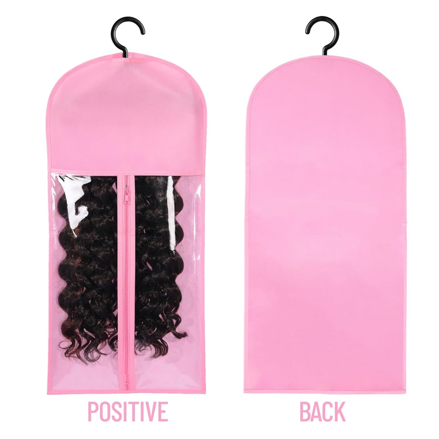 Wig Storage Bags - 2PCS Portable Wig Holders with Hanger | Organizer for Multiple Wigs & Hair Extensions (Pink)