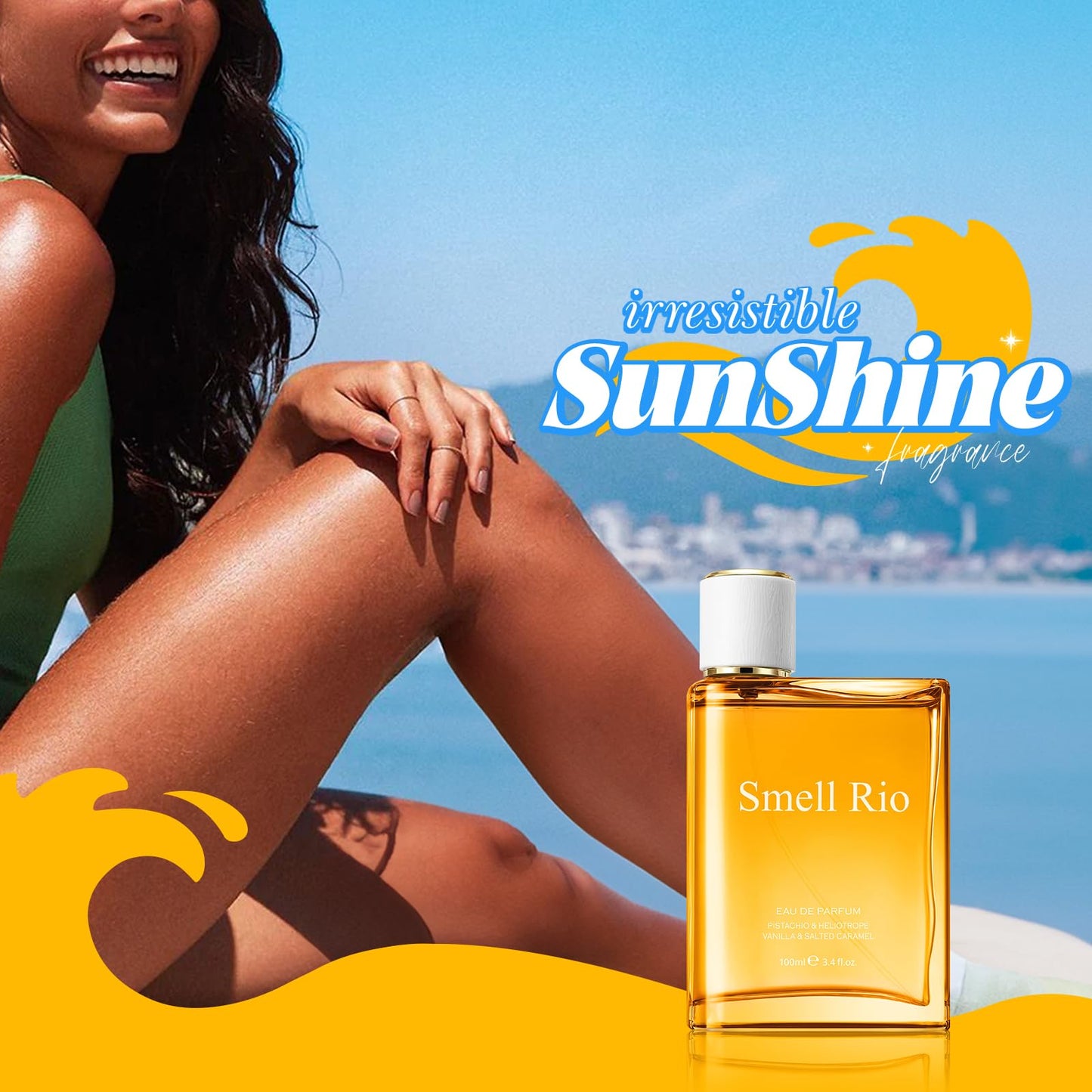 Smell Rio 02 Perfume for Women, Sunshine Pistachio Eau de Parfum 3.4 fl.oz | Warm Vanilla & Salted Caramel Scent | Long-Lasting Summer Fragrance Gift