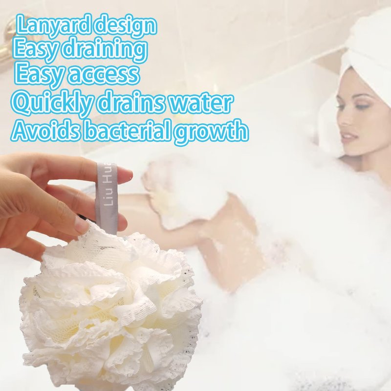 Bath Sponges Loofahs 65 Grams Large Size，2 Pack Shower Sponge Exfoliating Cleaning Bath Body Scrubber Balls for Scrubber Soft Mesh Shower Puffs Exfoliating for Women & Men Bath Accessories