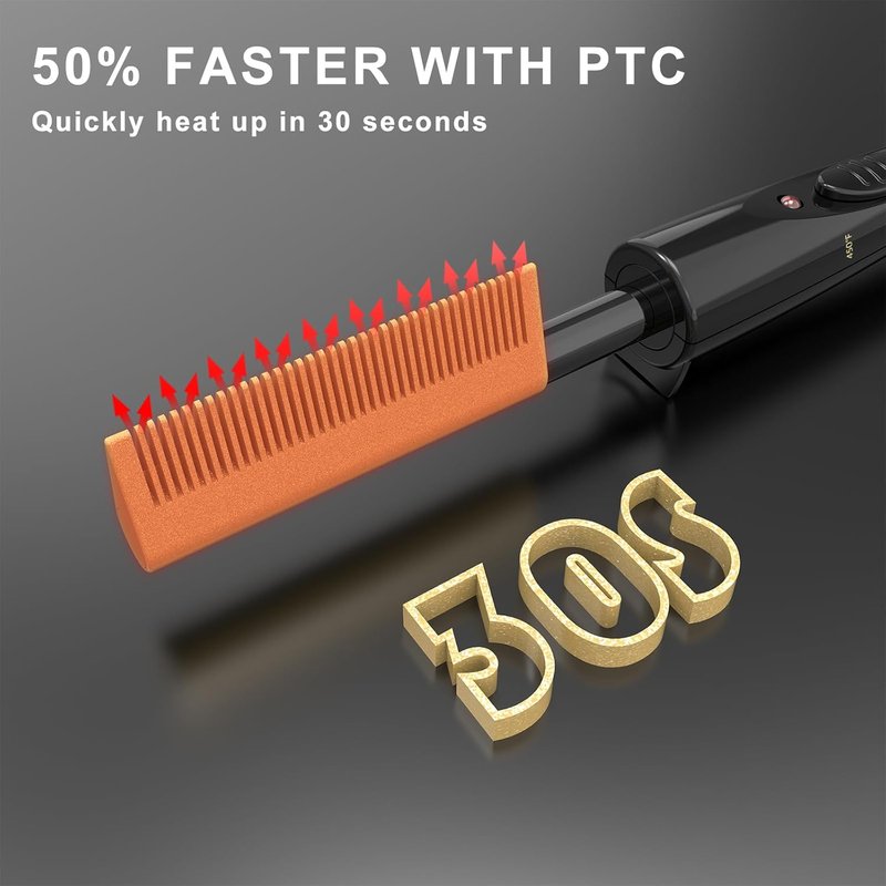 Electric Hot Comb for Wigs - 450°F Dual Voltage Ceramic Straightening Comb | Fast Heating for Black Hair & Lace Front Wigs