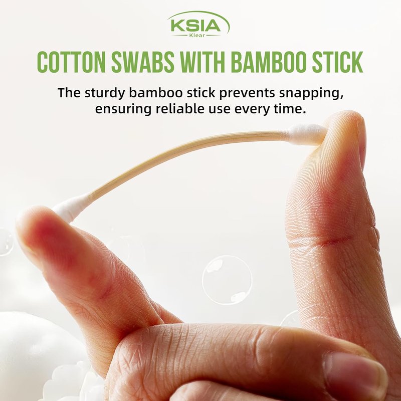 Klear Cotton Swabs - 500 Count Double-Tipped Buds for Makeup, Ears & Cleaning | Strong Wooden Sticks