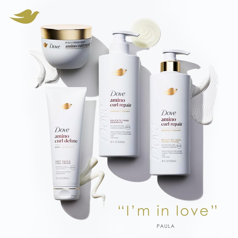 Dove Hair Amino Curl Repair Cream Mask - 10-in-1 Treatment for Curly Hair with Bio Protein & Jojoba Oil | 9.2 fl oz