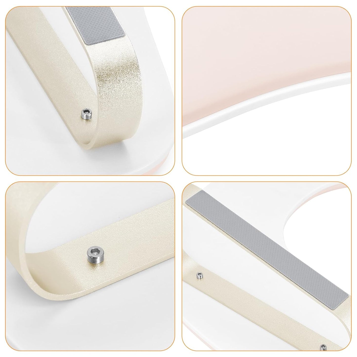 U-Shaped Nail Arm Rest Stand - Upgraded 10° Incline, Pink with Gold Aluminum Alloy Holder | Non-Slip Manicure Support