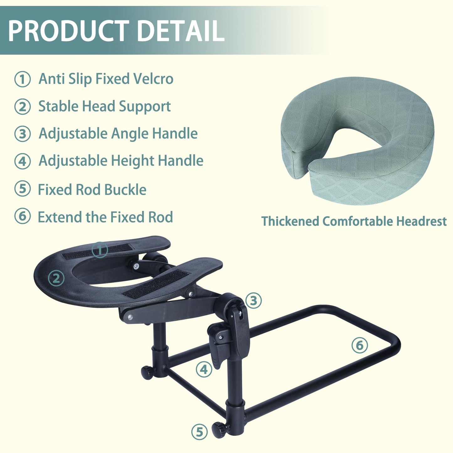 Veuverig Massage Headrest for Bed,Adjustable Face Down Pillow After Eye Surgery Vitrectomy,Massage Head Rest for Bed at Home Mattress,Portable Massage Pillow Face Cradle
