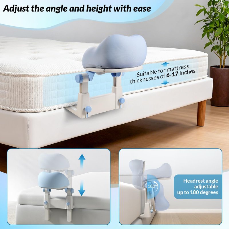 Massage Headrest for Bed, Adjustable U-Shaped Face Cradle Pillow, Portable Memory Foam Pillow for Neck Pain Relief, Ideal for Post Eye Surgery Recovery, Home Facials, Spa & Massage Table Daily Use