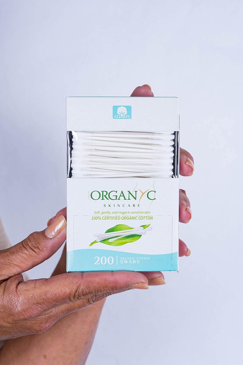 Organic Cotton Swabs - 100% Certified Organic, No Man-Made Materials | 200 Count, White