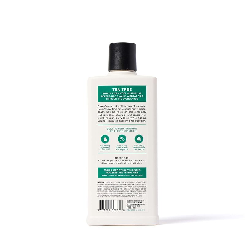 Duke Cannon Tea Tree 2-in-1 Shampoo & Conditioner for Men - 14 fl oz | Fresh Mint & Eucalyptus Scent, Soothes Scalp